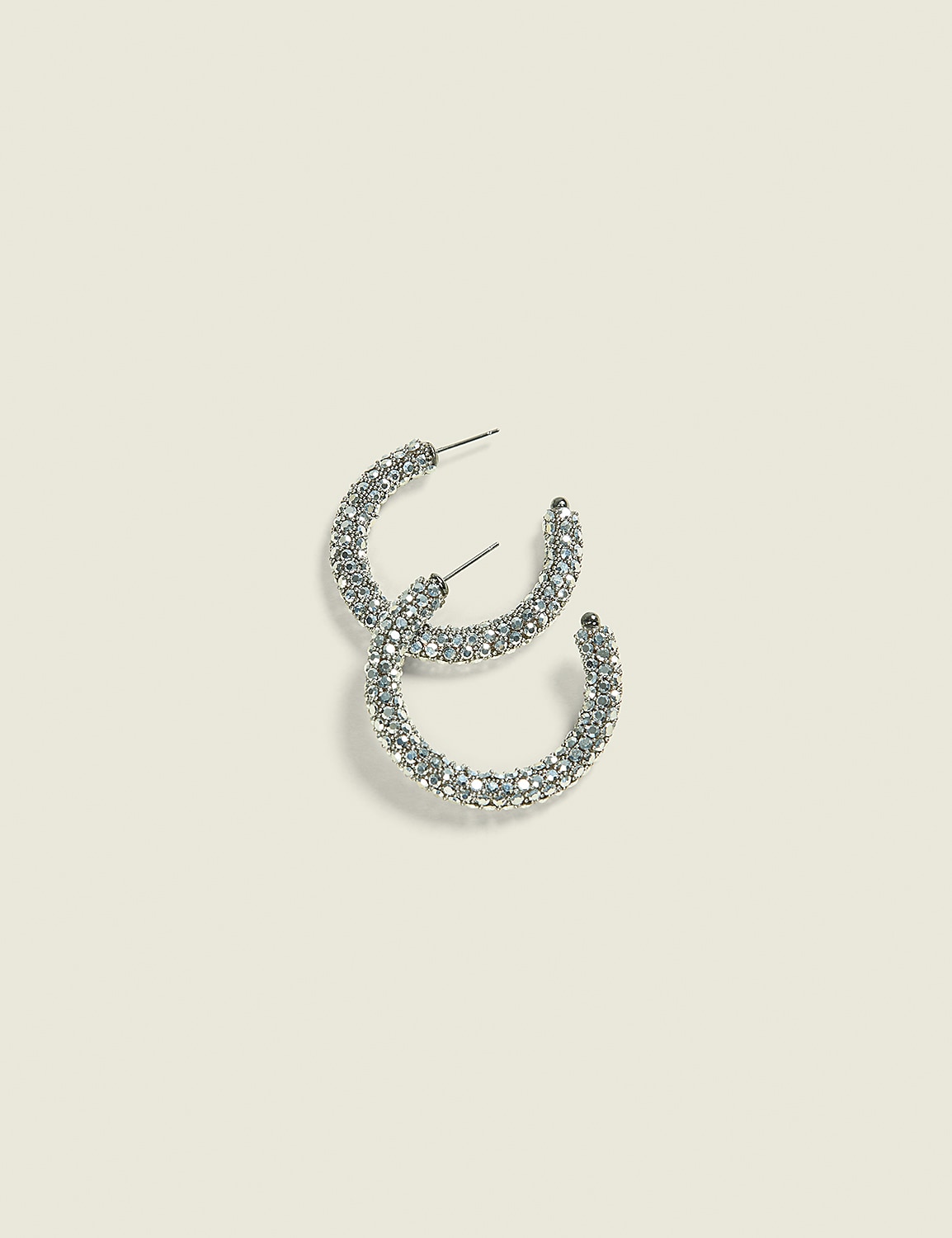 Grey Pave Hoop Earrings