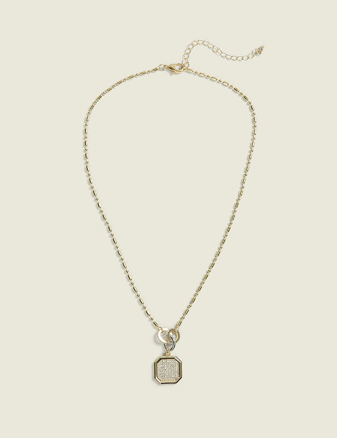 Mixed Metal Pave Charm Pendant Necklace