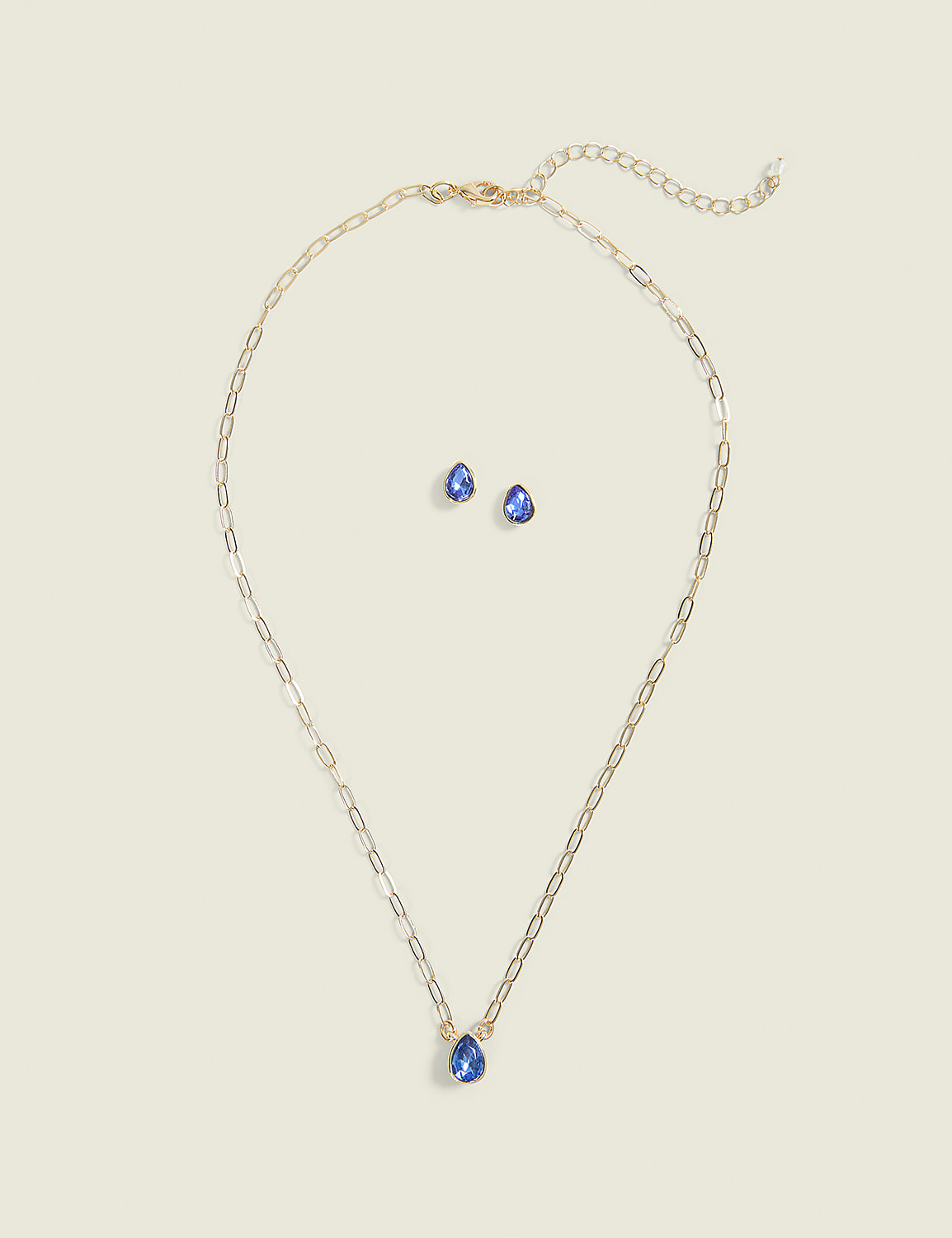 Blue Imitation Stone Necklace & Earring Set