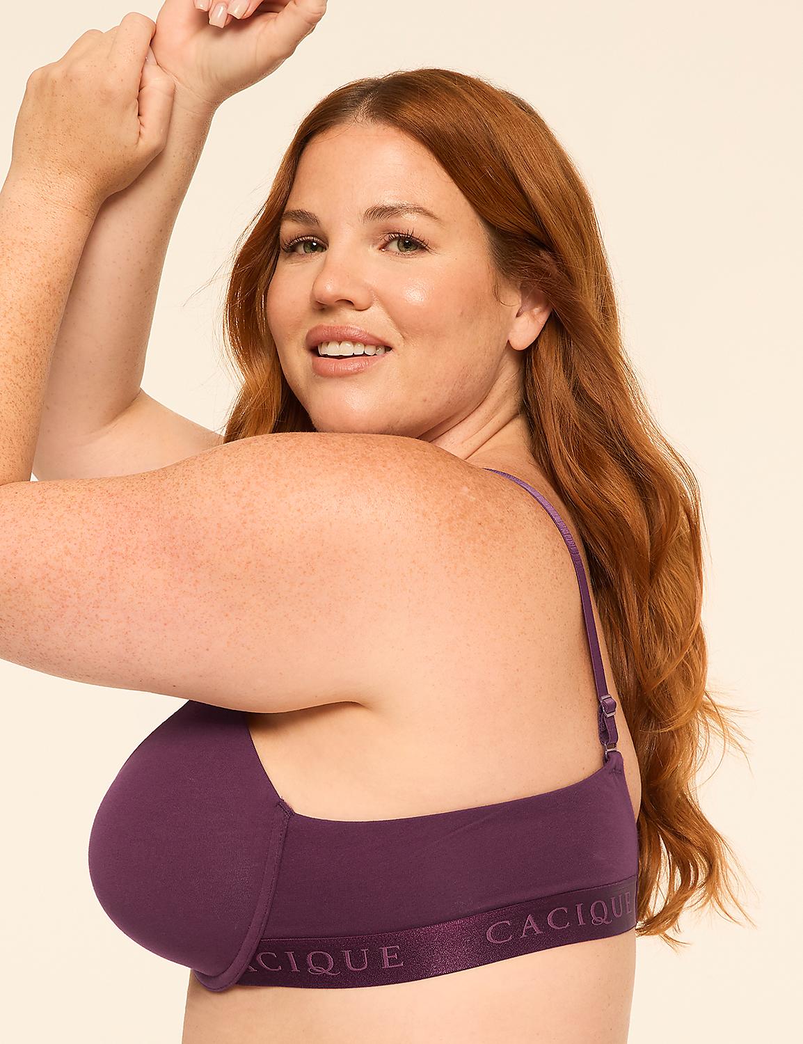 A woman with red hair wearing a purple bra poses against a plain, light-colored background. Product Image 3