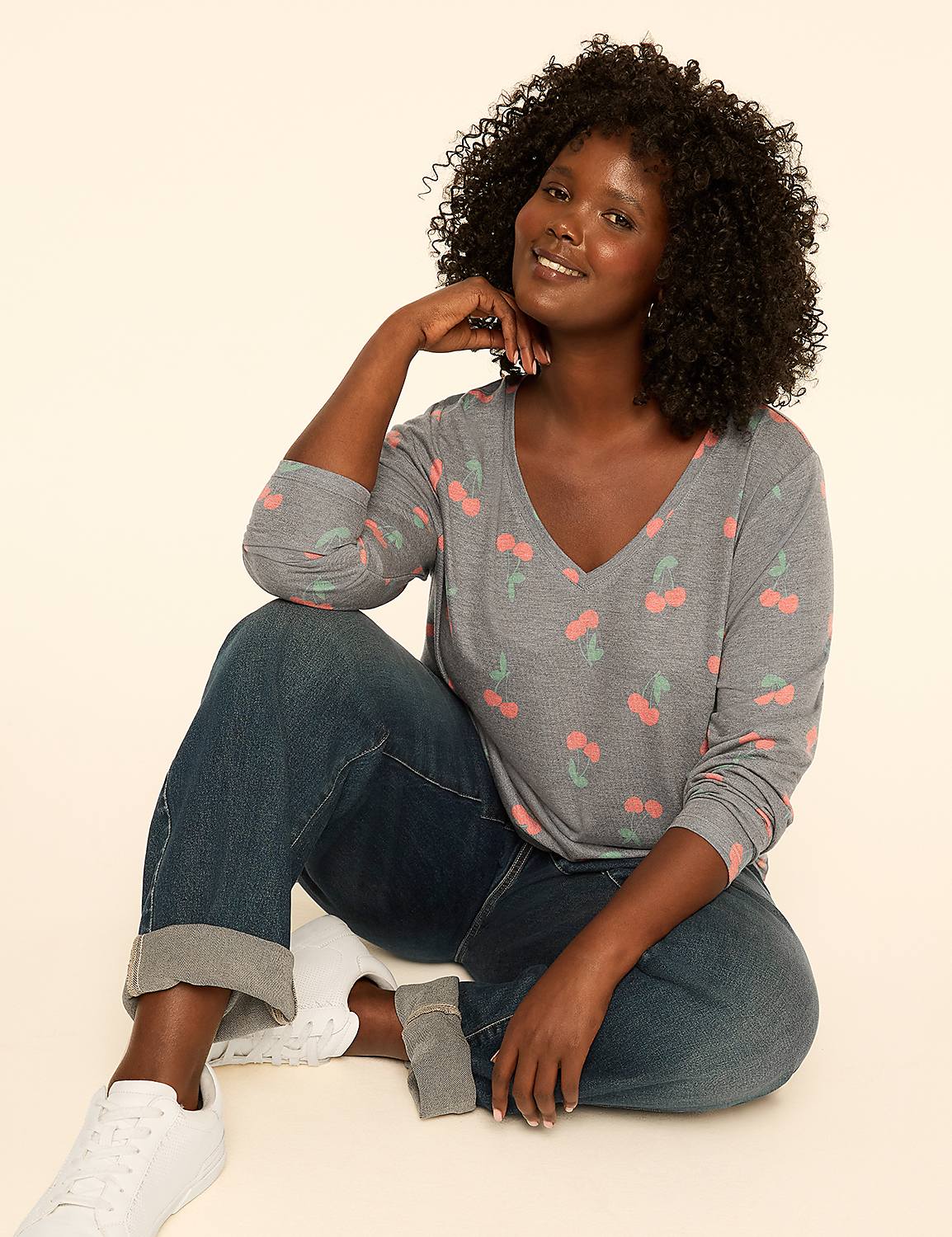 EveryWear Brushed Long-Sleeve V-Neck Tee - thumbnail 9
