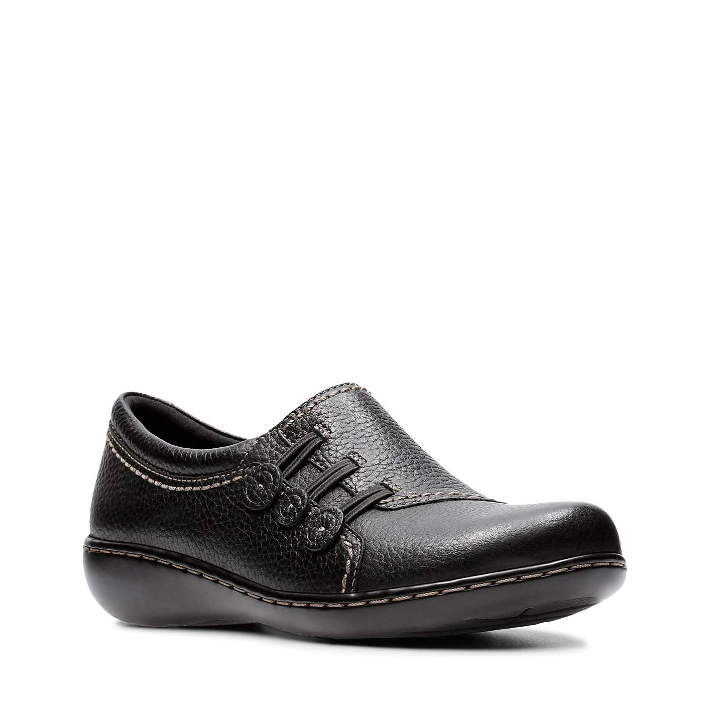 A single black leather slip-on shoe sits centered against a plain white background. Product Image 3