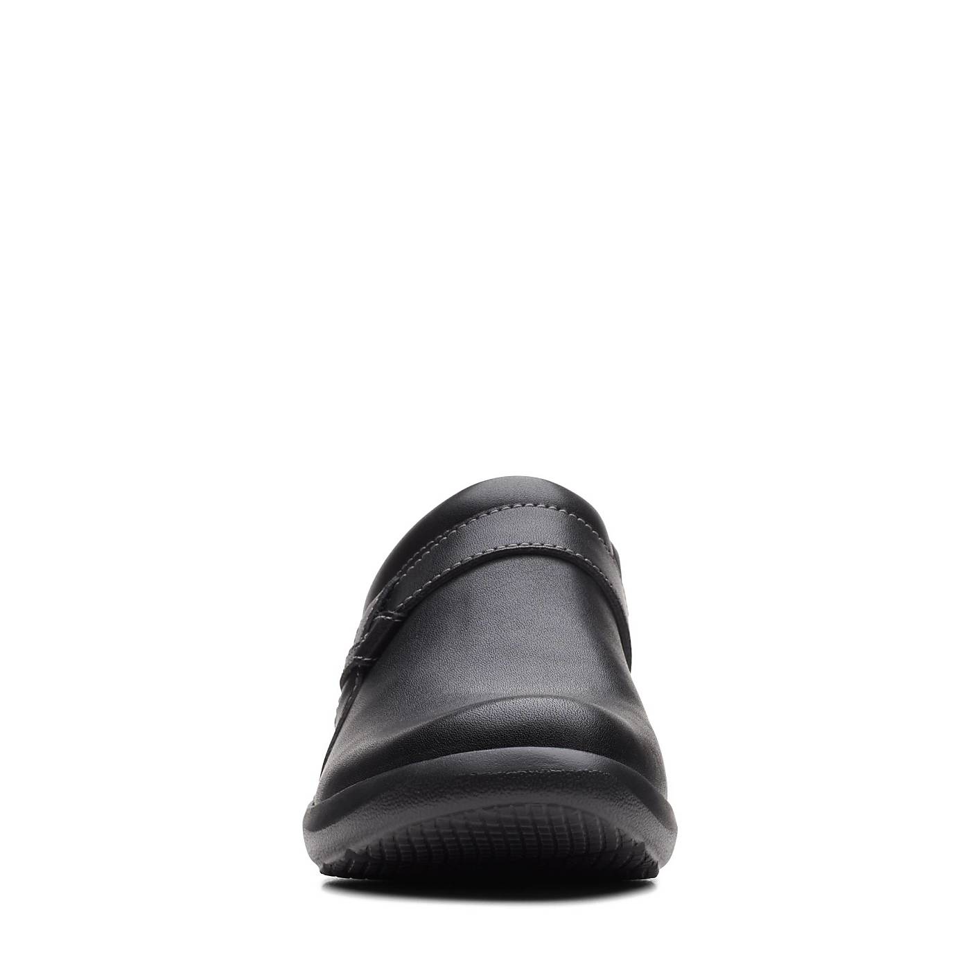 A single black leather loafer sits in the foreground against a plain white background. Product Image 4