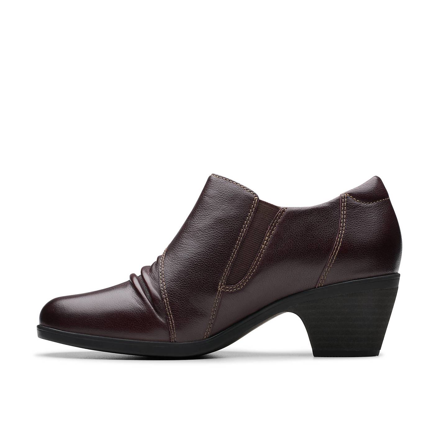 A single dark brown leather heeled shoe sits centered against a plain white background. Product Image 3