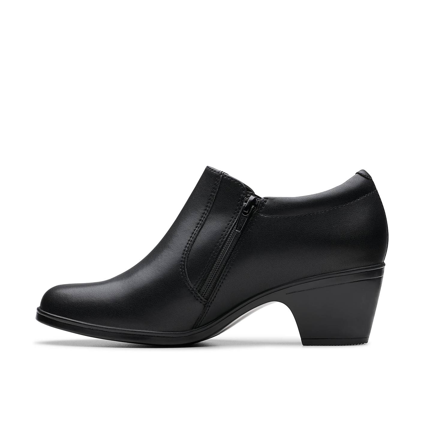 A single black leather ankle boot with a side zipper stands against a plain white background. Product Image 3