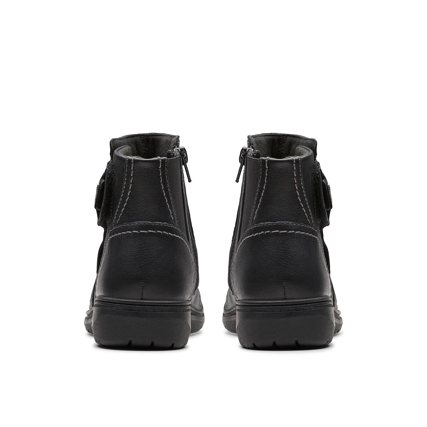 A pair of black leather boots are positioned side-by-side against a plain white background. Product Image 2