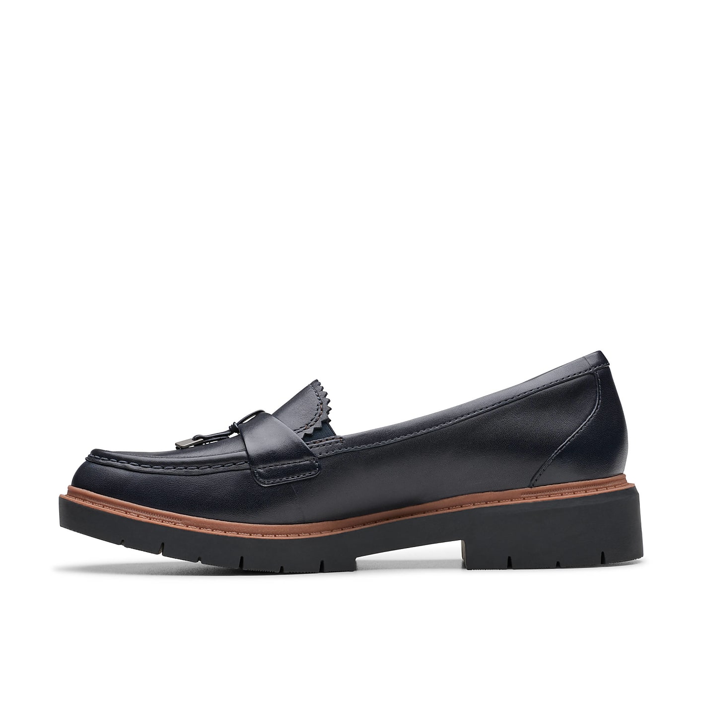 A single black leather loafer with a chunky sole sits centered against a plain white background. Product Image 3