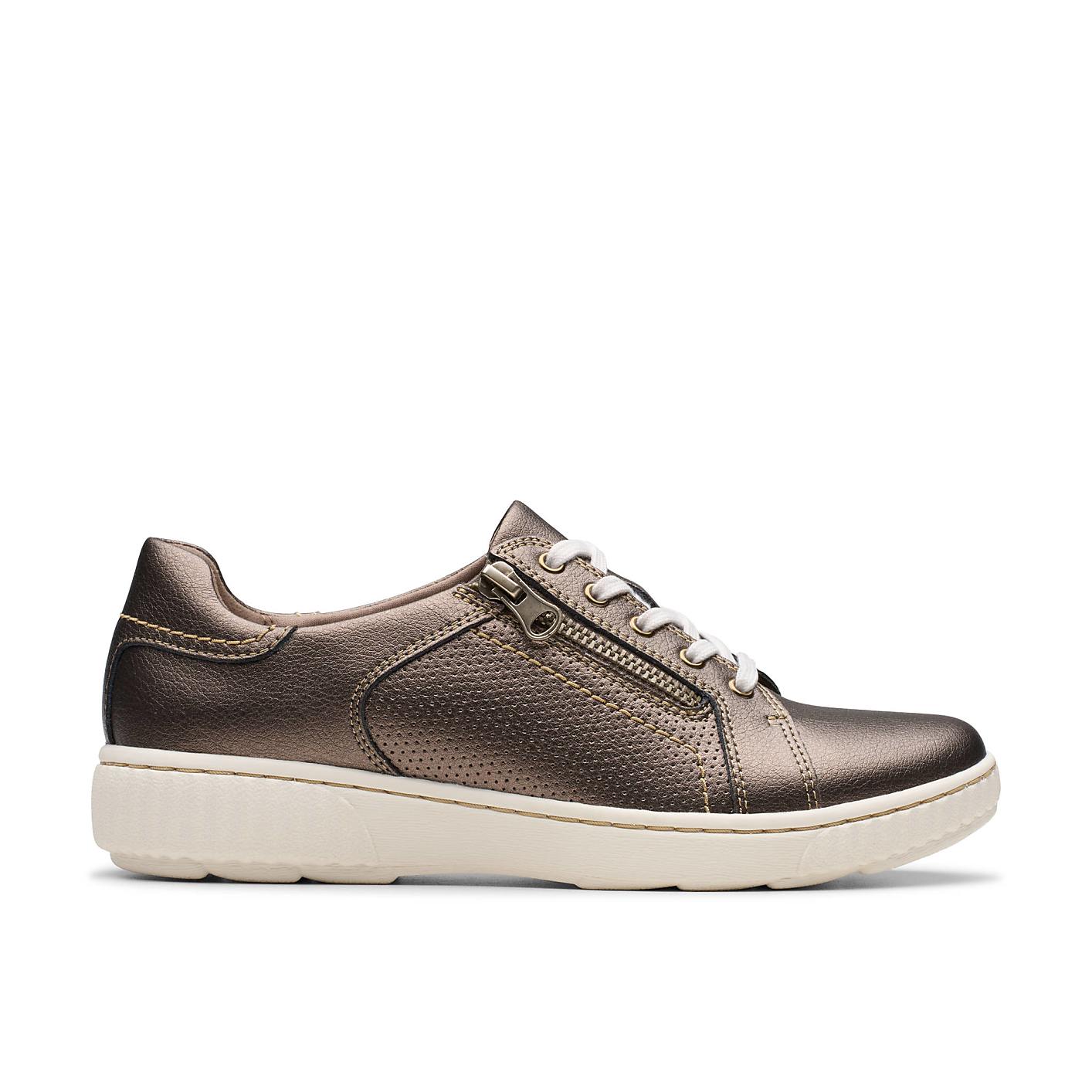 A metallic bronze sneaker with white laces and a white sole sits against a plain white background. Product Image 1