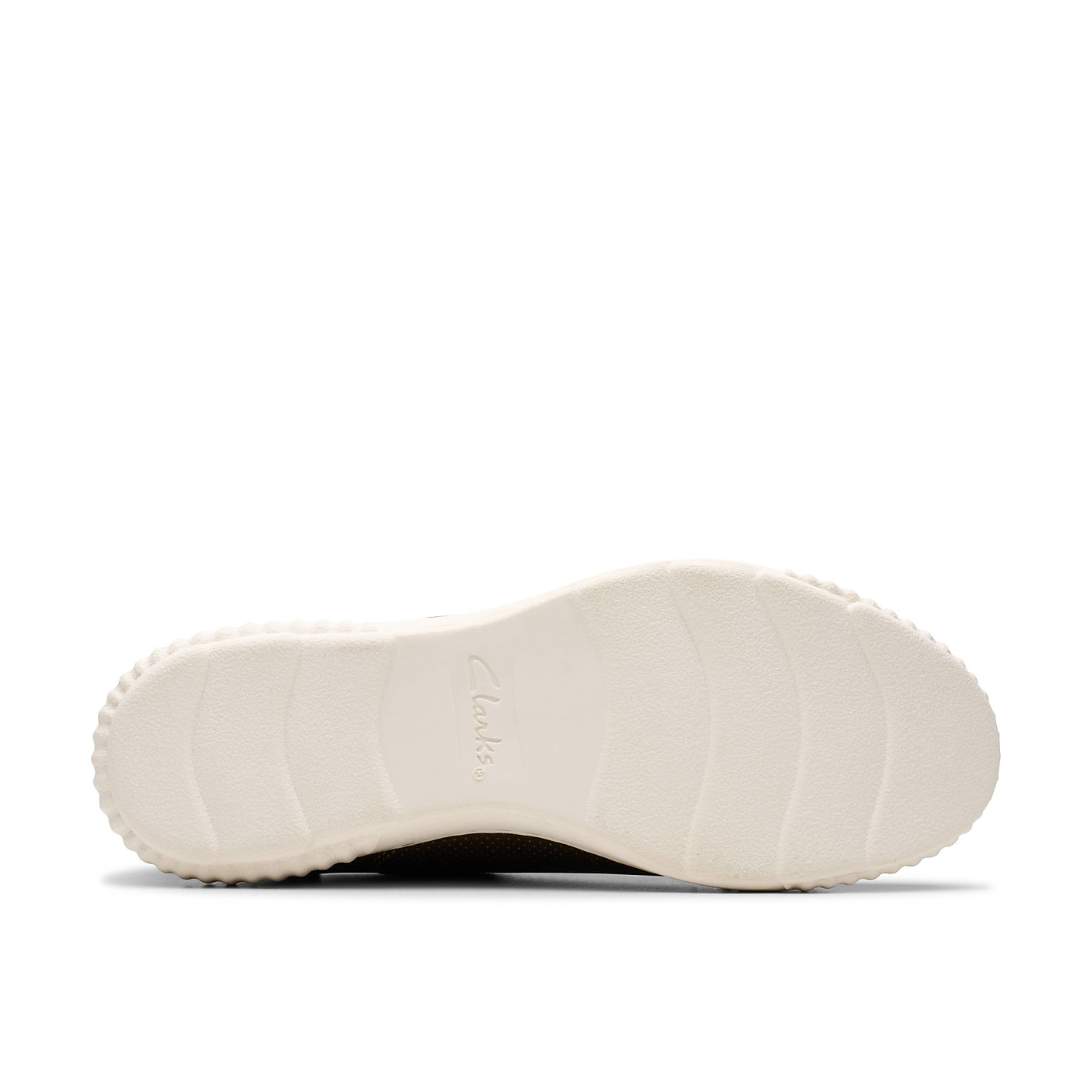 A white Clarks shoe sole is centered in the foreground against a plain white background. Product Image 4