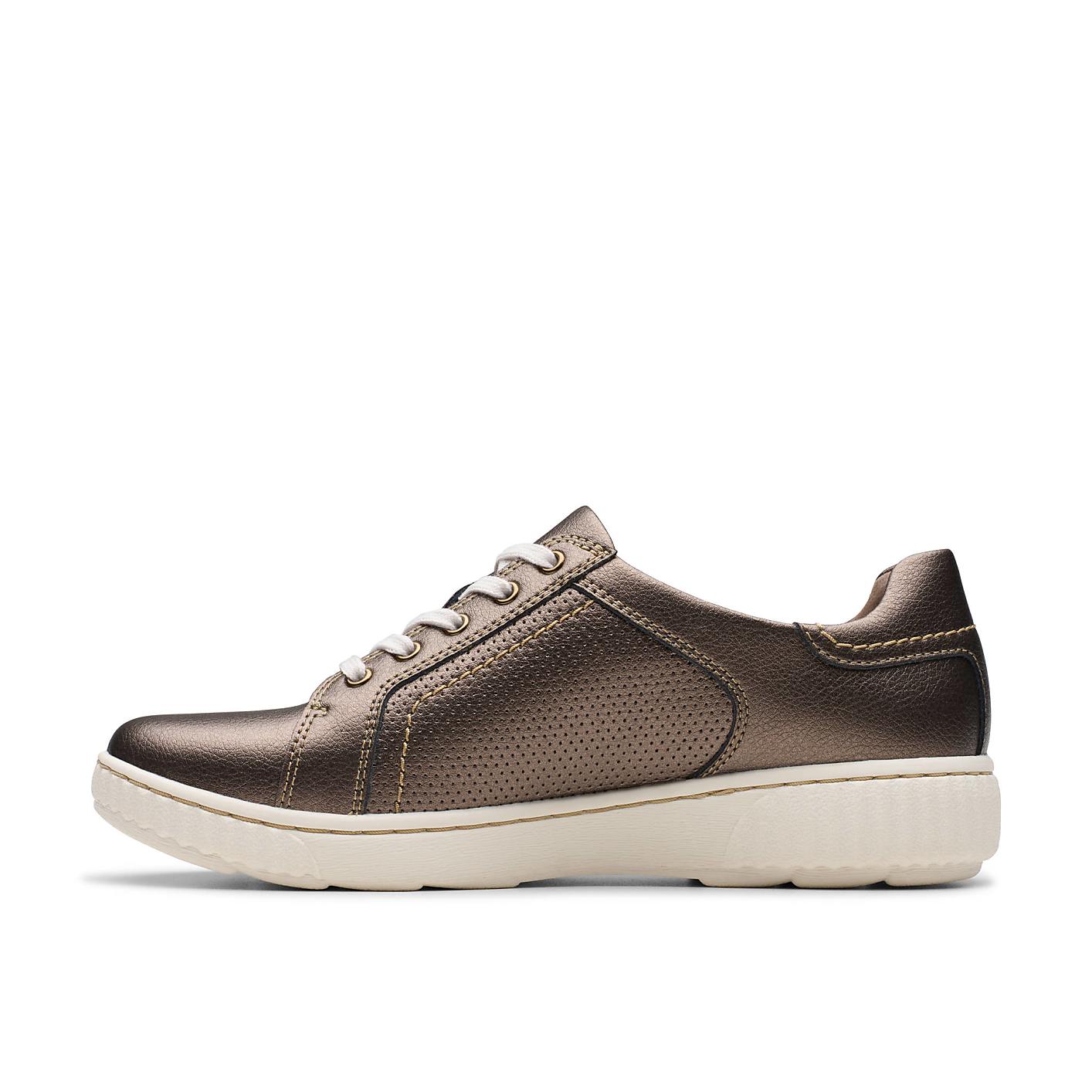 A metallic bronze sneaker with white laces and a white sole sits against a plain white background. Product Image 3
