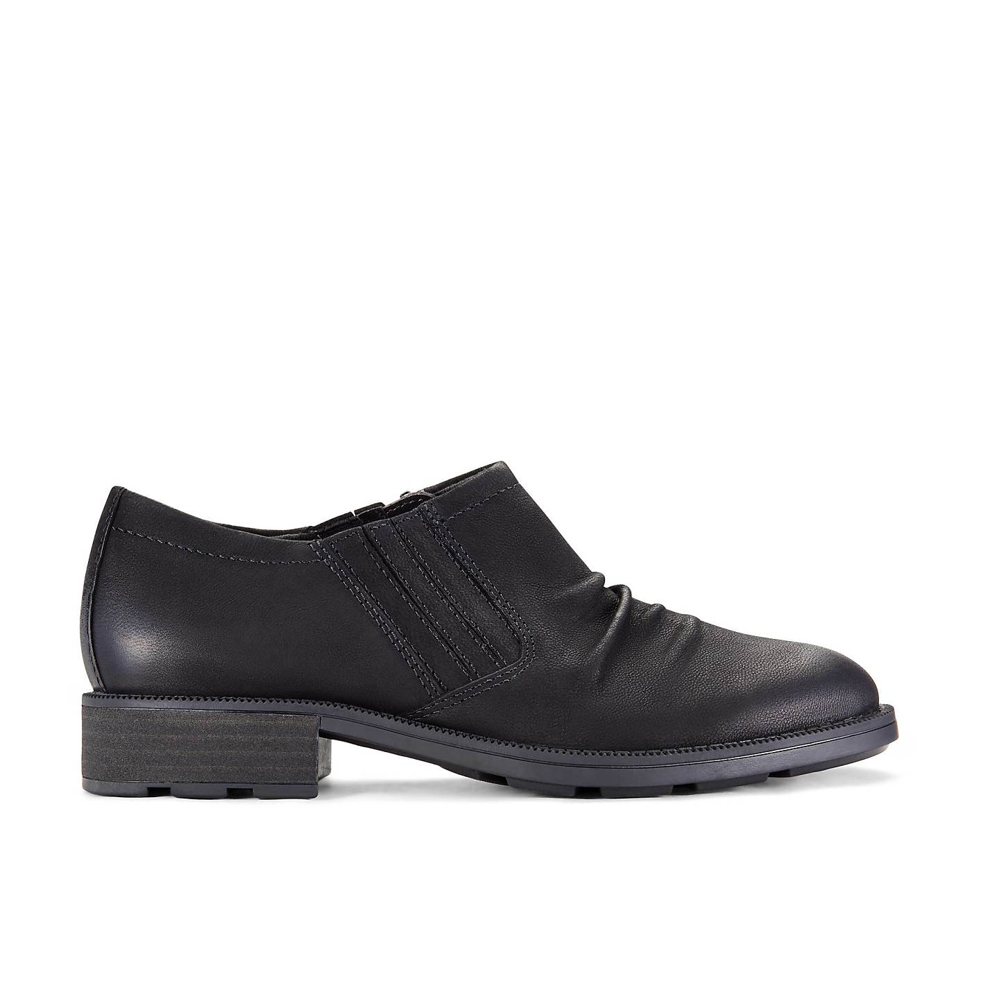 A single black leather shoe sits in the foreground against a plain white background. Product Image 1