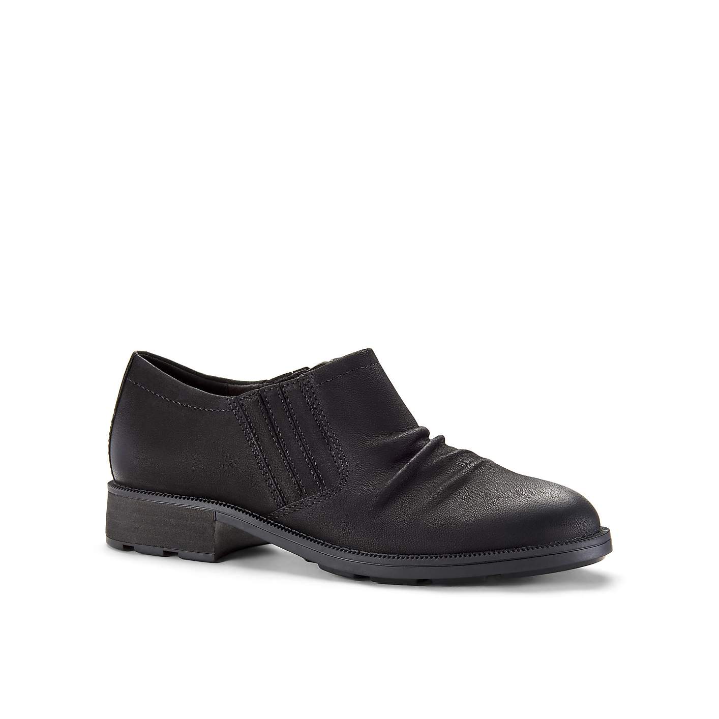 A single black leather shoe sits in the foreground against a plain white background. Product Image 2