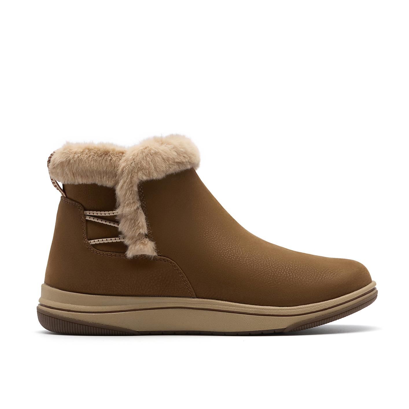 A brown faux-fur lined ankle boot sits centered against a plain white background. Product Image 1