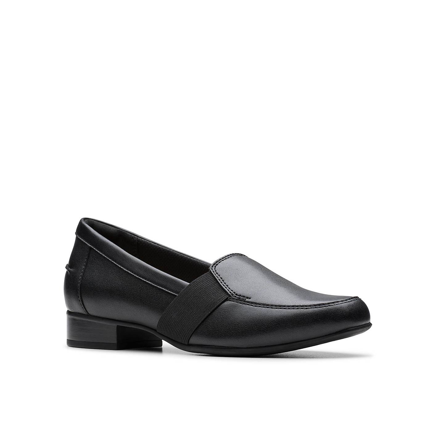 A single black leather loafer sits in the foreground against a plain white background. Product Image 5