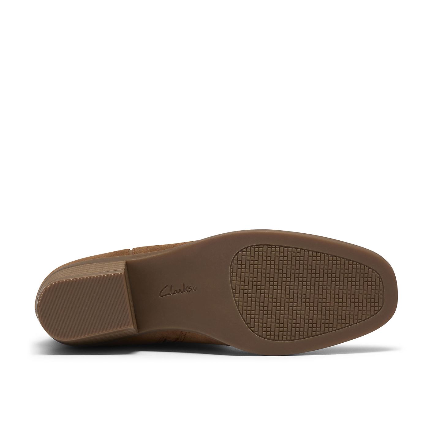 A brown Clarks shoe sole is positioned in the foreground against a plain white background. Product Image 4