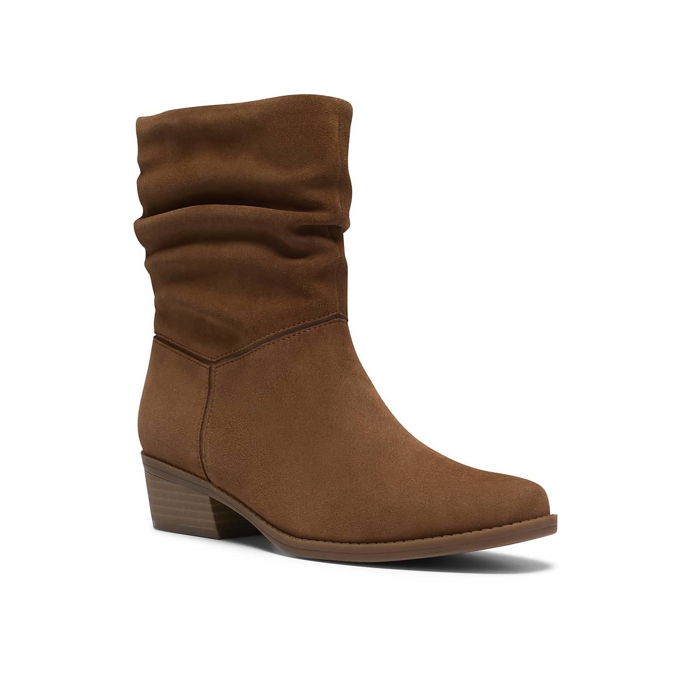 A brown slouchy ankle boot stands centered against a plain white background. Product Image 5