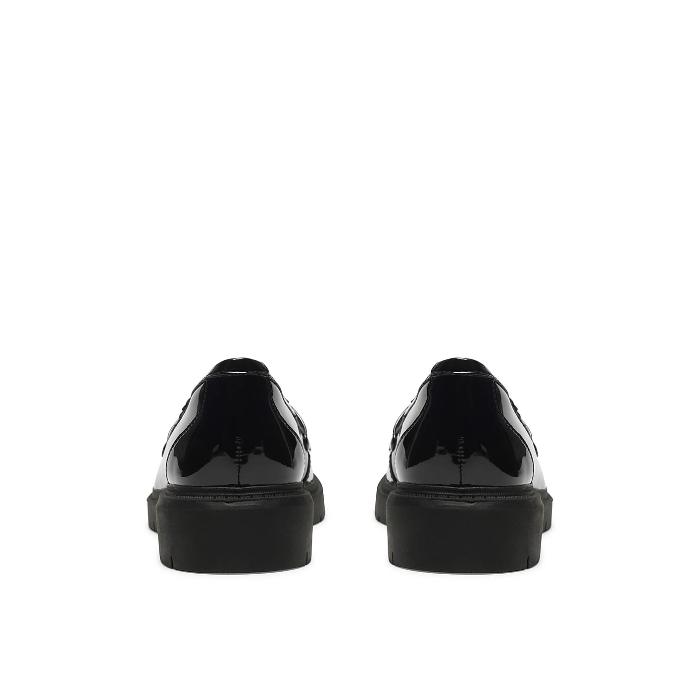 A pair of black patent leather shoes are positioned in the foreground against a plain white background. Product Image 2