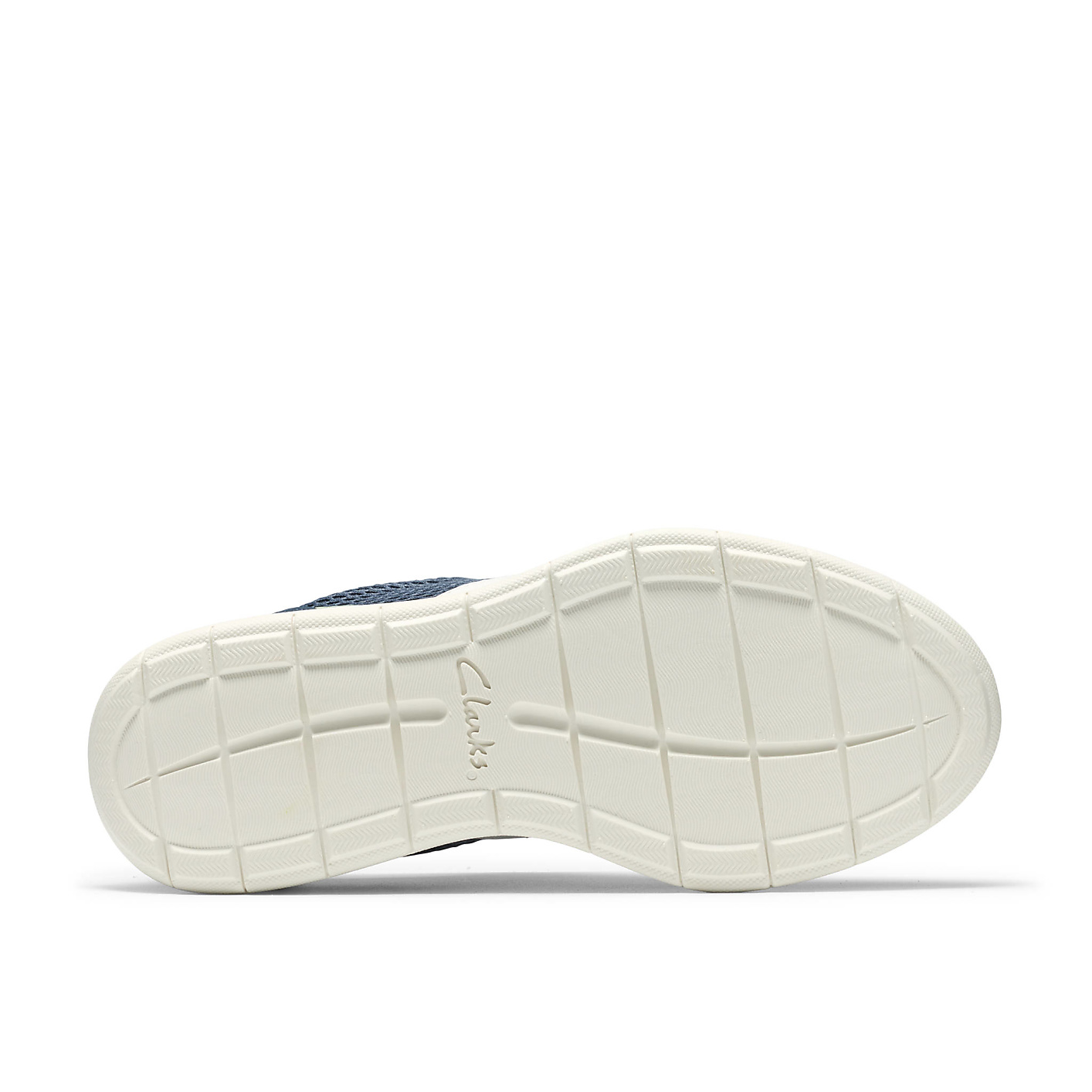 A white Clarks shoe sole is centered in the foreground against a plain white background. Product Image 4