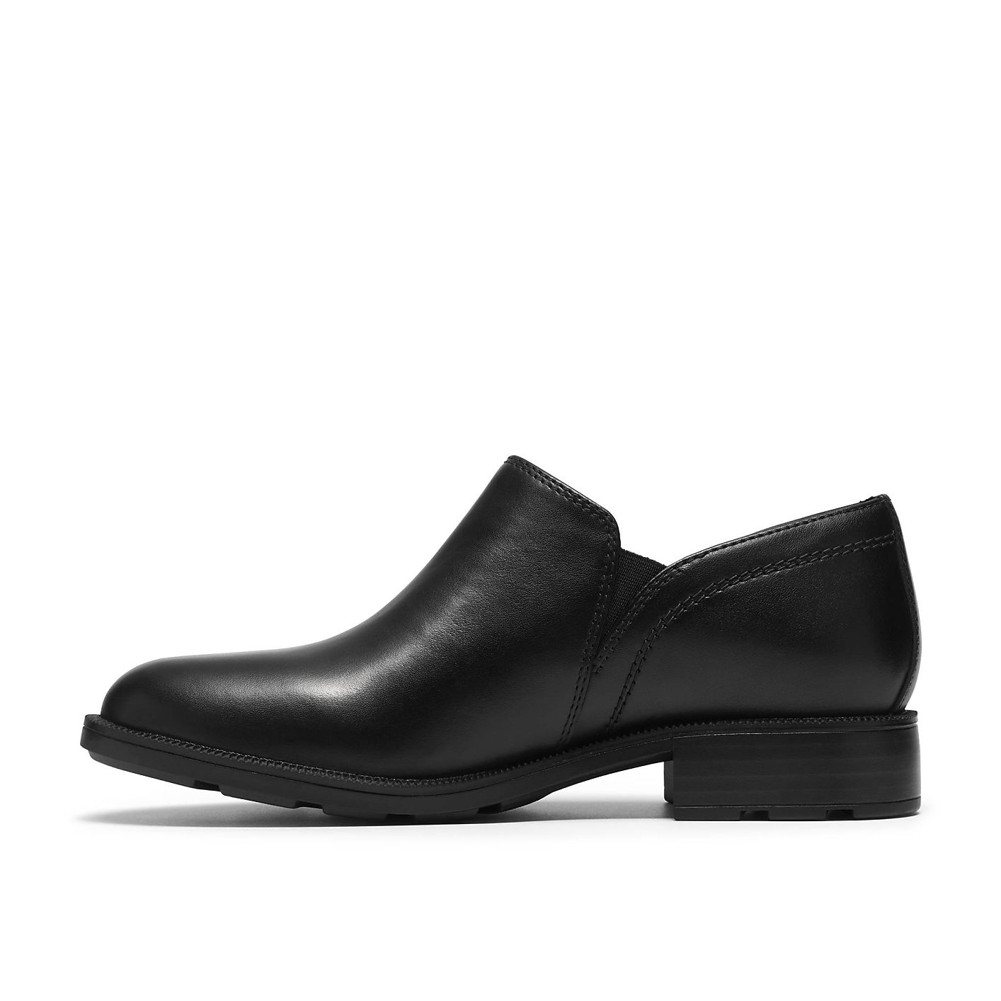A single black leather slip-on shoe sits centered against a plain white background. Product Image 3