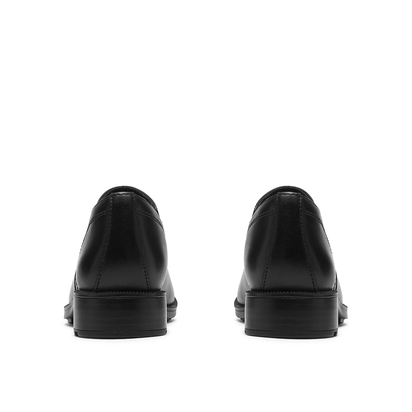 A pair of black leather dress shoes are positioned side-by-side against a plain white background. Product Image 2