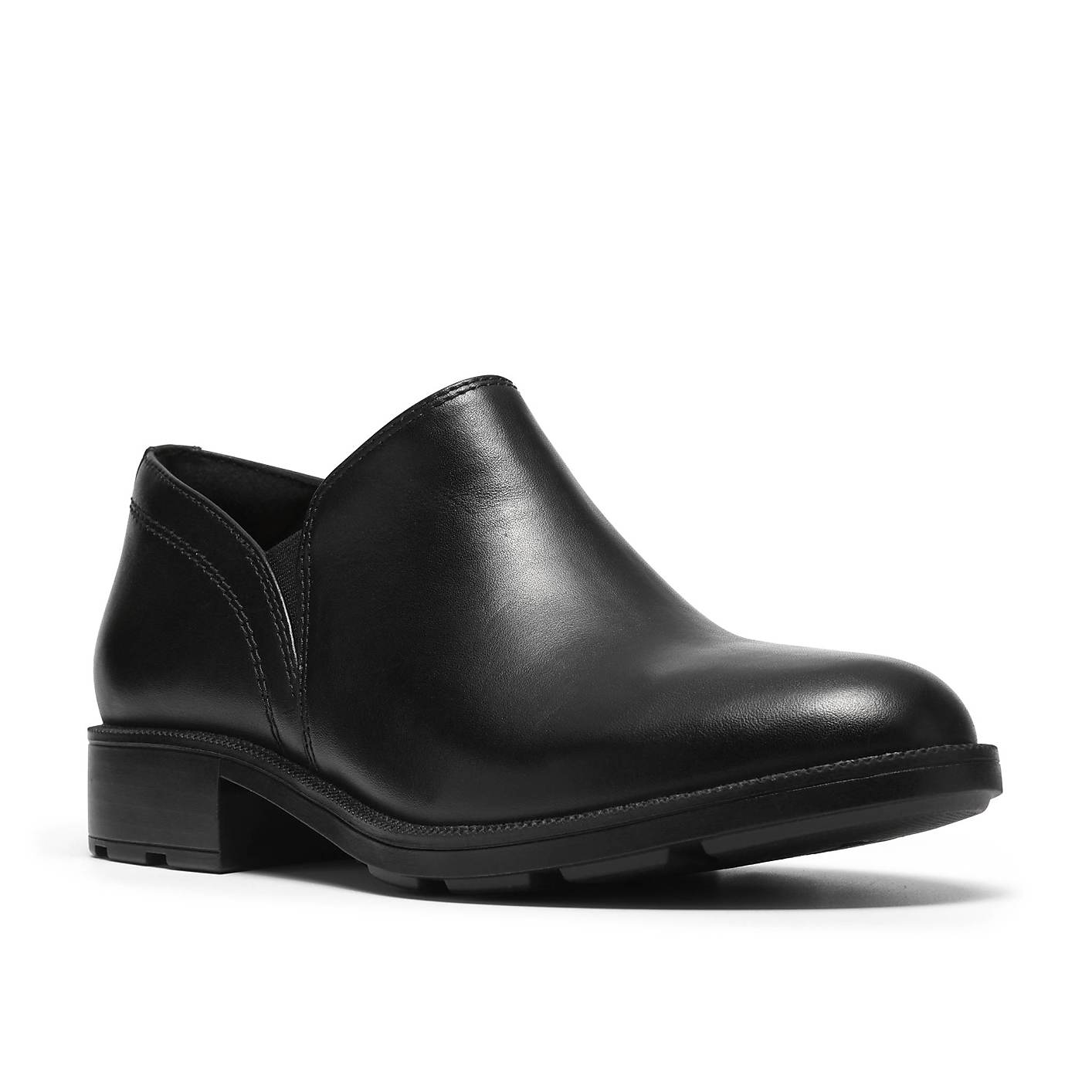 A single black leather slip-on shoe sits centered against a plain white background. Product Image 5