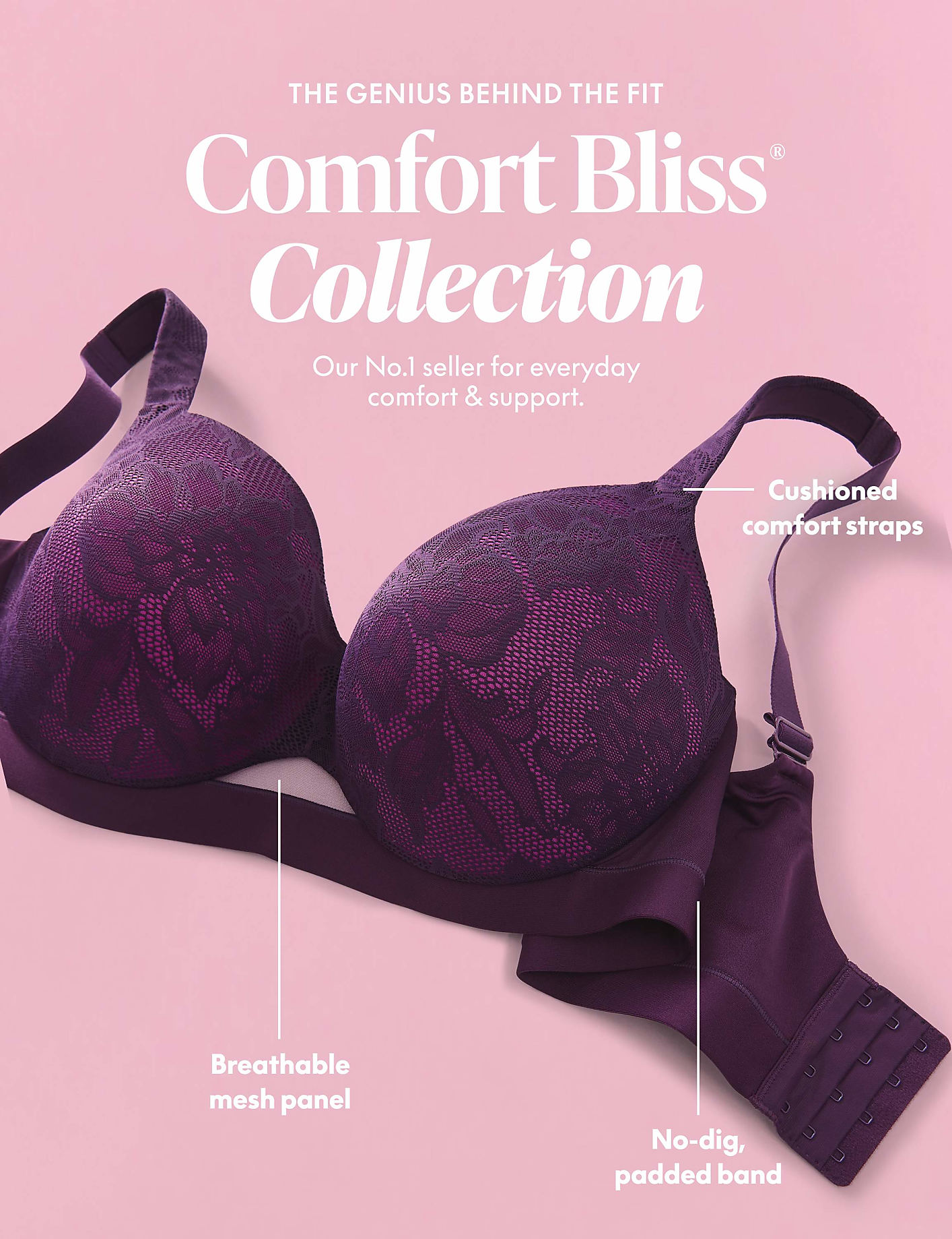 Comfort Bliss&reg; Lightly Lined No-Wire Bra With Lace Product Image 5