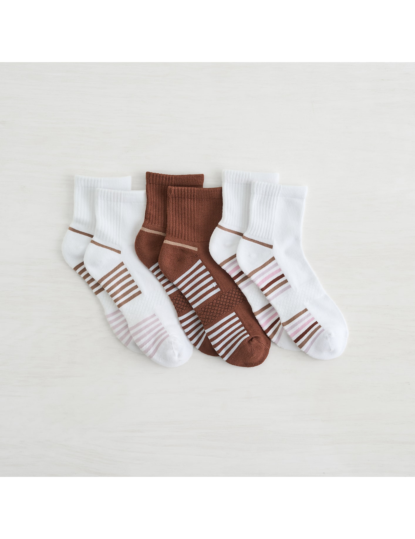 Lemon Powder Stripe Quarter Crew Socks Product Image 1